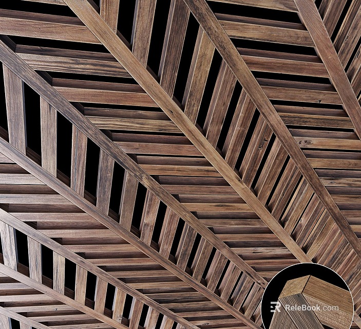 Stylish Wooden Grid Ceiling With Modern Lattice Panel Design And Natural Wood Tones 3d model 