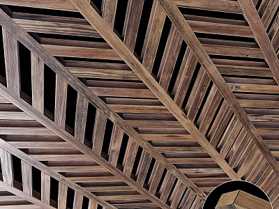 Stylish Wooden Grid Ceiling With Modern Lattice Panel Design And Natural Wood Tones 3d model