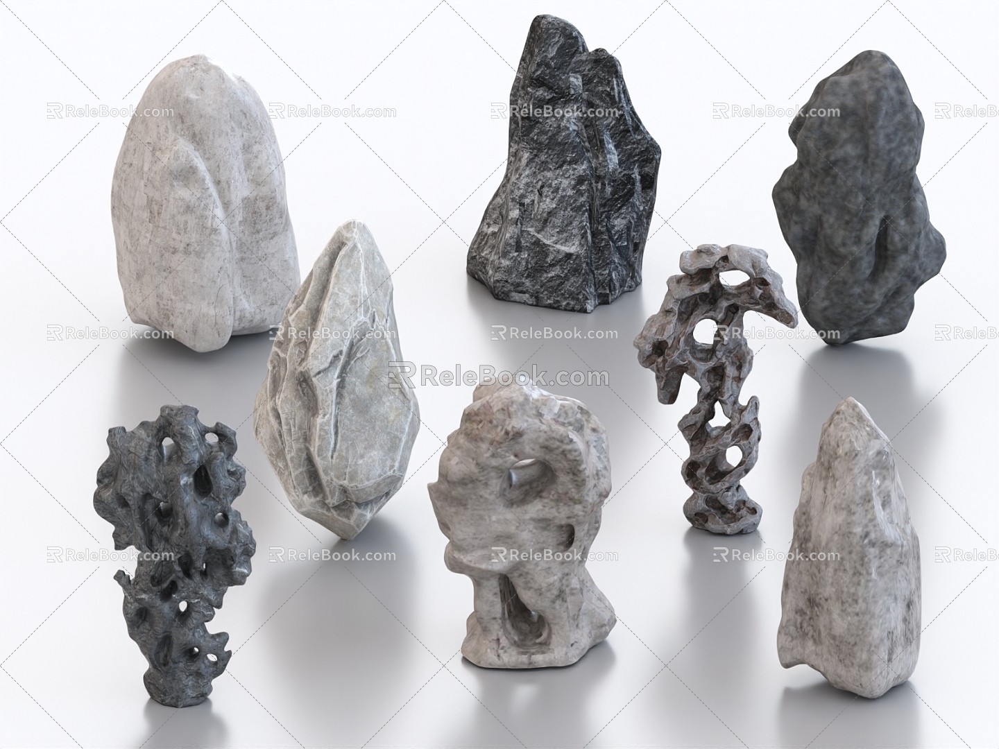 Stone stone rockery landscape stone marble hemp stone 3d model