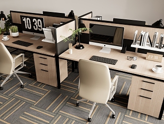 Simple Workstation Desk Staff Desk 3d model