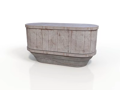 Rustic Wooden Cabinet With Oval Top Natural Wood Grain And Sturdy Base 3d model