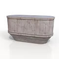 Rustic Wooden Cabinet With Oval Top Natural Wood Grain And Sturdy Base