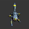 Black Character Creature Figure With Yellow Blue Tip Ears Colorful Eyes And Mechanical Armor Design
