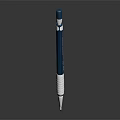 Sleek Modern Metal Pen With Silver Blue Accents And Reflective Writing Surface