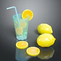 Modern drink lemon slices lemon drink bottle 3d model