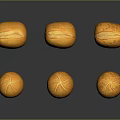 Six Yellow Fruits With Surface Patterns Arranged On Dark Background 3d model
