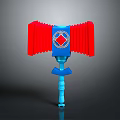 Blue and Red Weapon Design Featuring Wing Shaped Parts and Diamond Emblem 3d model