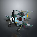 Vintage Fighter Plane Scale Model With Detailed Propeller And Military Design
