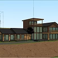 Modern Wooden House With Two Story Structure Large Windows And Balcony Surrounded by Trees