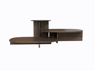 Modern Dark Wooden Coffee Table With Multi Layer Circular Tops And Stable Base 3d model