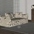 Modern Two Seater Sofa With Marble Pattern Cushions And Metal Sphere Decor