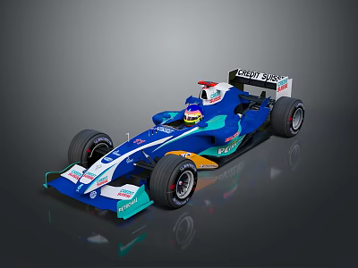 Blue Formula Style Racing Car With Gatorade Logo And Streamlined Body Design 3d model