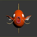 Cute Orange Cartoon Style Fish With Yellow Fins White Tail Big Eyes And Pink Mouth