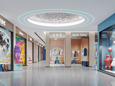Modern Clothing Store Interior With Fashion Apparel Display Shelves And Bright Lighting 3d model
