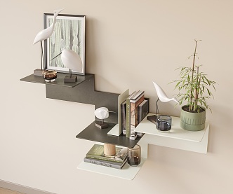 Modern wall shelf jewelry combination 3d model