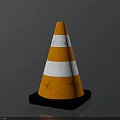 Safety Orange White Striped Traffic Cone With Black Base On Gray Background