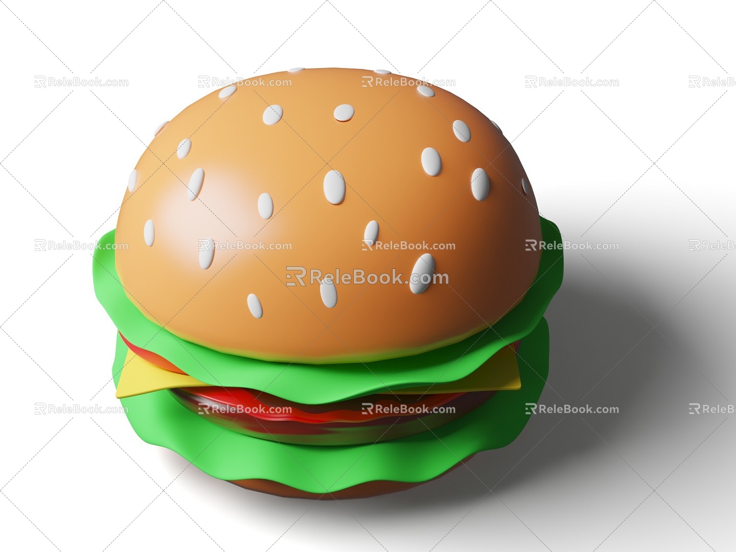 Cartoon Style Cartoon Go Q Style Food Burger Food Cartoon Icon Metro Burger model