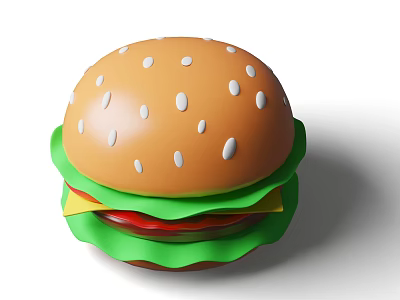 Tasty 3D Rendered Hamburger With Fresh Lettuce Tomato Cheese Patty And Bun 3d model