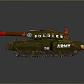 Green Armored Tank Design With Red Details Multiple Cannons And Number 800011