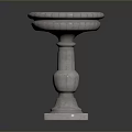 Elegant Carved Stone Decorative Basin With Ornate Pedestal And Round Rim
