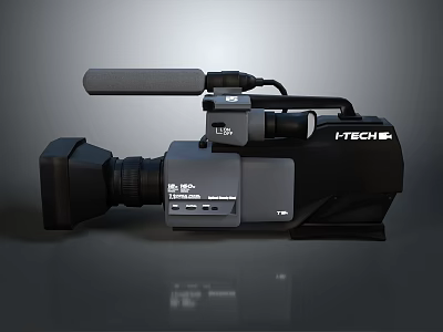 HTECH Professional Camcorder With Built in Microphone And High Definition Lens Control Panel 3d model