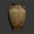 Furniture Decorative Vase With Carved Dragon Patterns And Two Handles