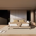 Modern Minimalist Bedroom Interior With Platform Bed Nightstand And Natural Lighting