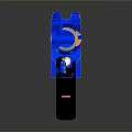 Blue Pixelated Gun 3D Render With Black Grip And Orange Central Component