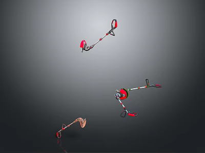 Fisherman Using Red Black Green Fishing Rods To Catch Freshwater Fish In Lake 3d model