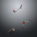 Fisherman Using Red Black Green Fishing Rods To Catch Freshwater Fish In Lake