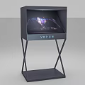 Black Metal VR Display Stand With Screen Showing Immersive Virtual Reality Content 3d model