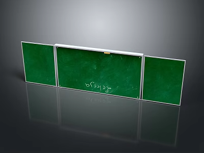 Set of Three Green Chalkboard Wall Hanging with Sample Writing on Gray Background 3d model