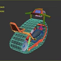Red Tracked Motorcycle Featuring Red Seat Blue Display Screen And Off Road Design