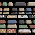 Various Colored Outdoor Awnings With Different Styles And Brand Logos