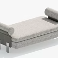 Modern Gray Fabric Upholstered Stool Featuring Metal Legs and Curved Armrests Design