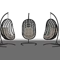 Modern Black Frame Hanging Chairs With Beige Cushions And Woven Design