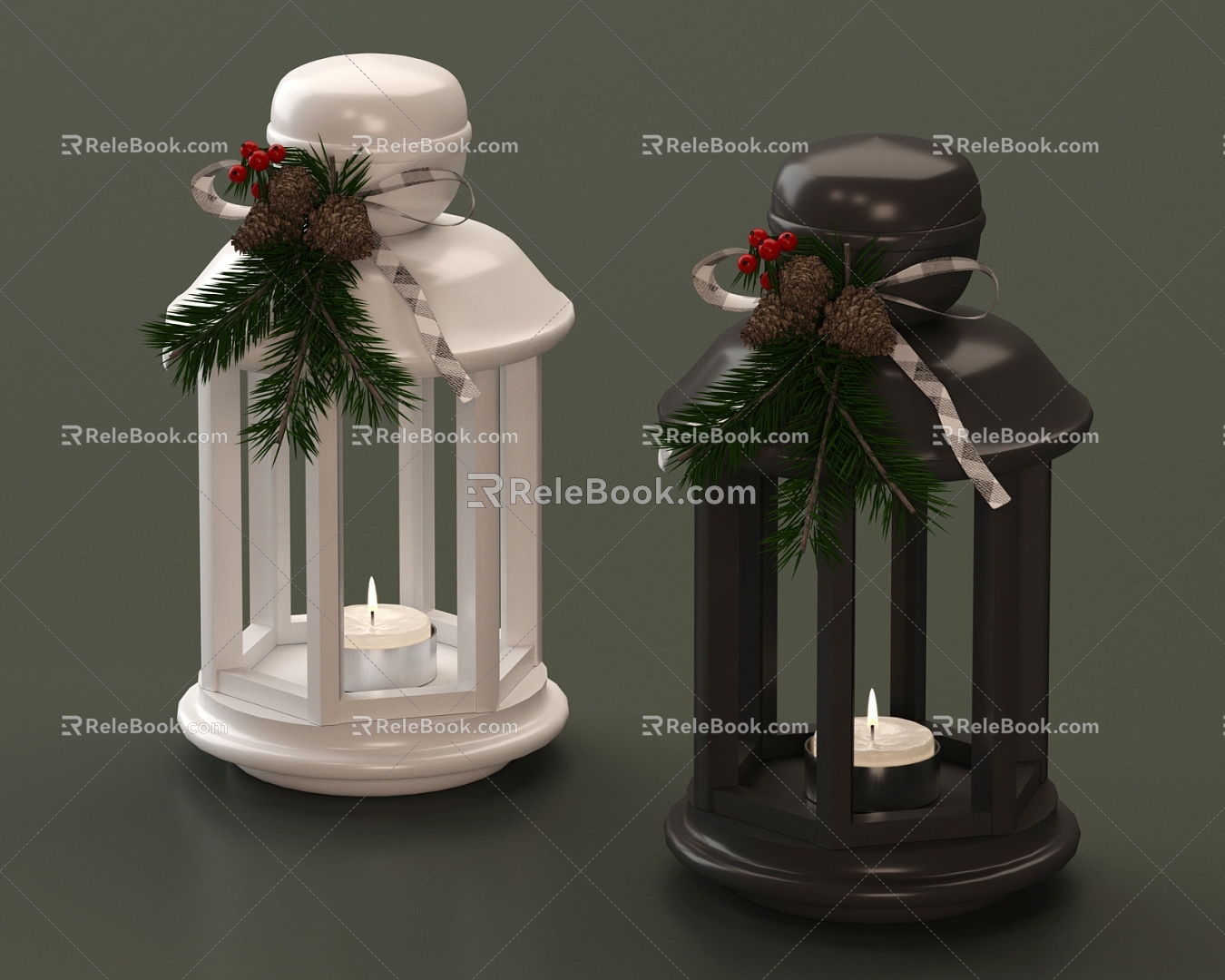 Modern Candlestick Candle Aromatherapy Christmas Candlestick Pine Cone Leaf Christmas 3d model