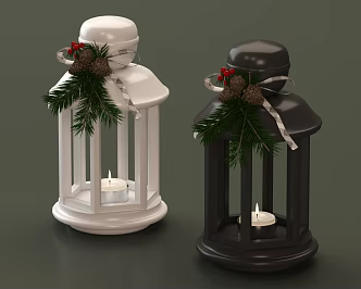 Modern Candlestick Candle Aromatherapy Christmas Candlestick Pine Cone Leaf Christmas 3d model