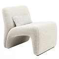Soft Plush Upholstered Accent Chair with Modern Curved Design and Cozy Beige Accent Pillow