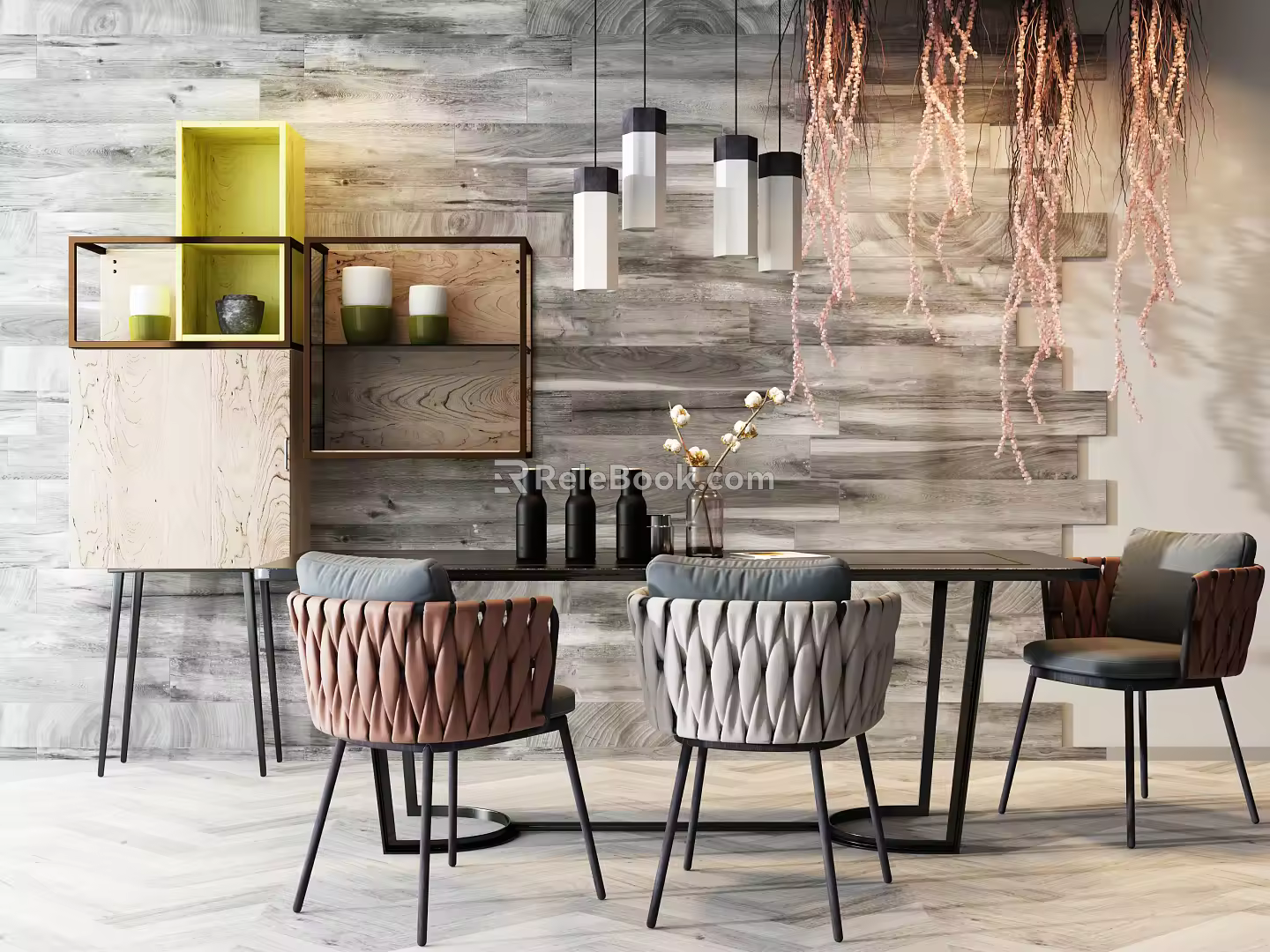 Modern Dining Table and Chair Combination 3d model
