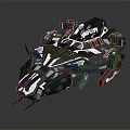 Futuristic Cosmic Spaceship with Detailed Mechanical Structure and Aerodynamic Design Features