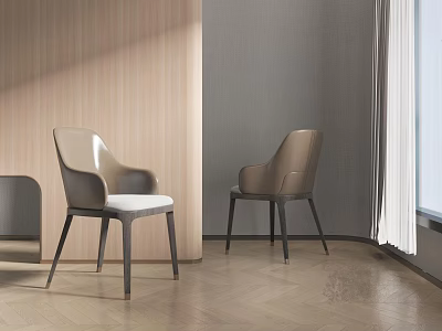Modern Brown And Gray Dining Chairs With Sleek Comfortable Design In Bright Interior Room 3d model