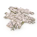 Scattered Irregular Broken Stone Fragments with Rough Texture on White Background