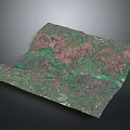 3D Terrain Model Showcasing Mountainous Landforms With River Paths And Vegetation