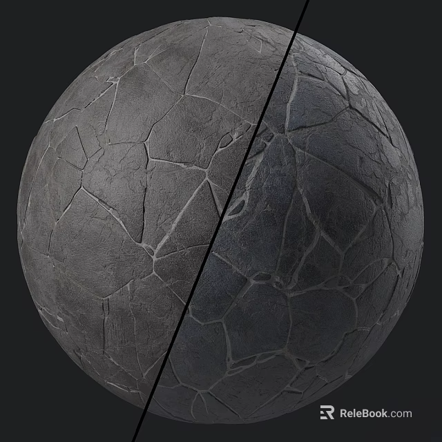 Spherical Component With Cracked Textured Surface For Architectural Design Projects 3d model 