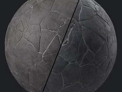 Spherical Component With Cracked Textured Surface For Architectural Design Projects 3d model