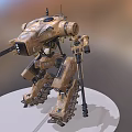 Game and Movie Character Mech Robot With Military Camouflage Design Tracked Legs and Weapon Equipment