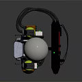 Industrial Cylindrical Device With Yellow Black Stripes Yellow Canister Black Hoses And Red Component