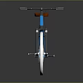 Blue Modern Bicycle with Red Seat and White Wheels in Sleek Design