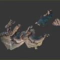 3D Geographic Terrain Model With Colorful Mountain Water And Plain Regions